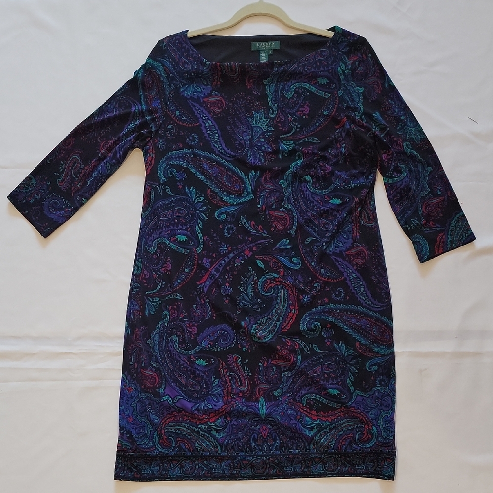 Ralph Lauren Multicolor Paisley Long Sleeve Dress - Size 12